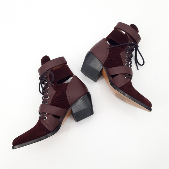 Chloe | Rylee Suede Ankle Boots in Deep Purple - Picture 8 of 11